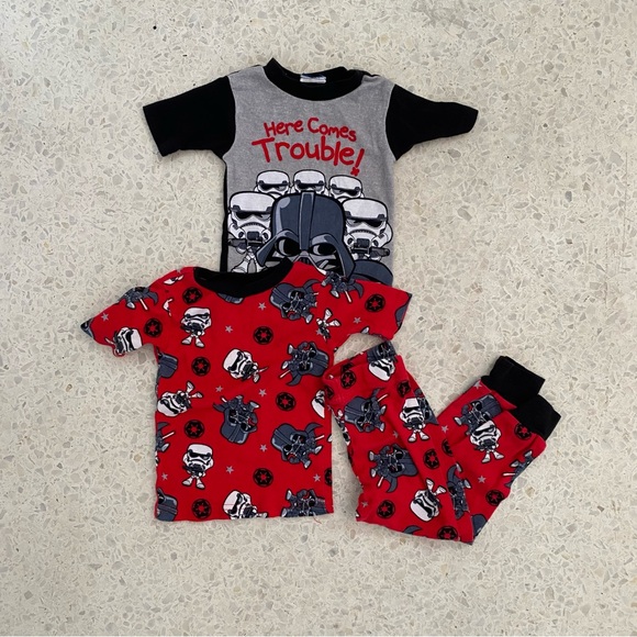 Star Wars 3-Piece Pajamas – Darth Vader & Stormtrooper – Red/Gray/Black, EUC 2T - Picture 1 of 6
